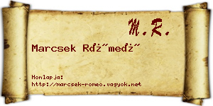 Marcsek Rómeó névjegykártya